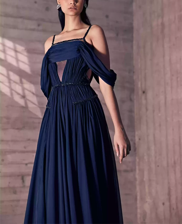 Midnight blue 2024 silk dress