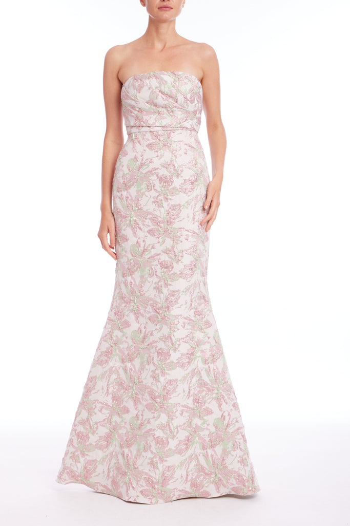 Strapless Floral Jacquard Mermaid Gown