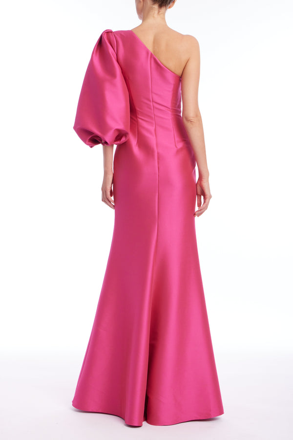 One Shoulder Balloon Sleeve Gown