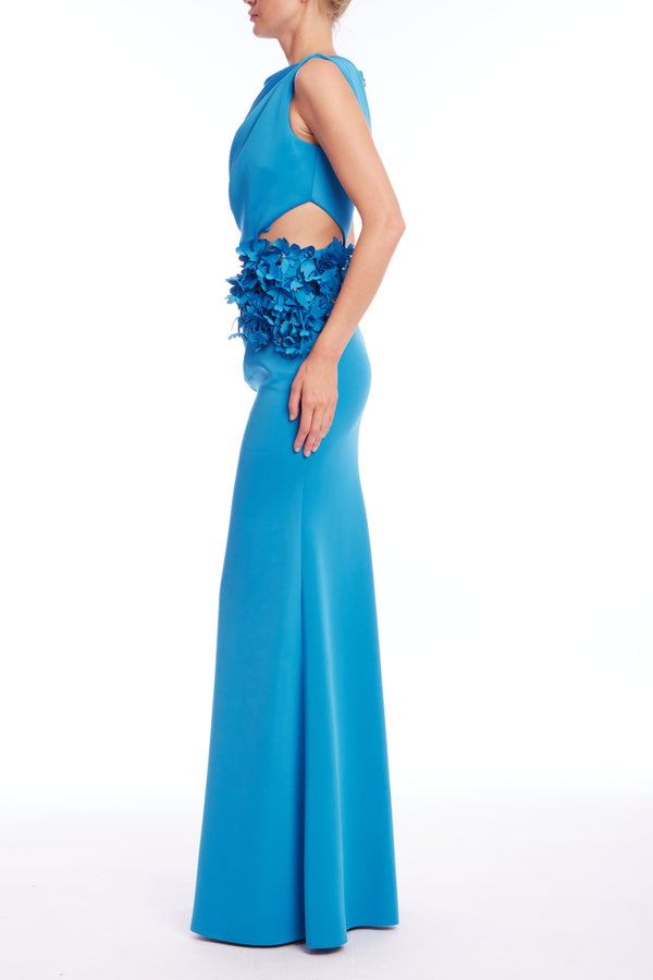 Draped Cutout Column Gown