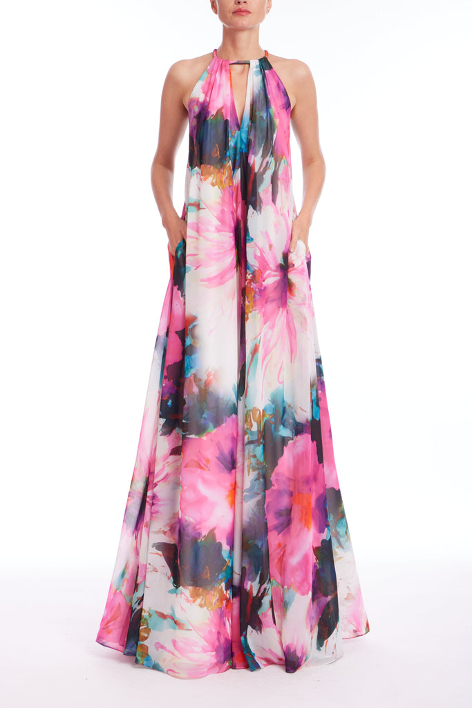 Racerback Printed Trapeze Gown