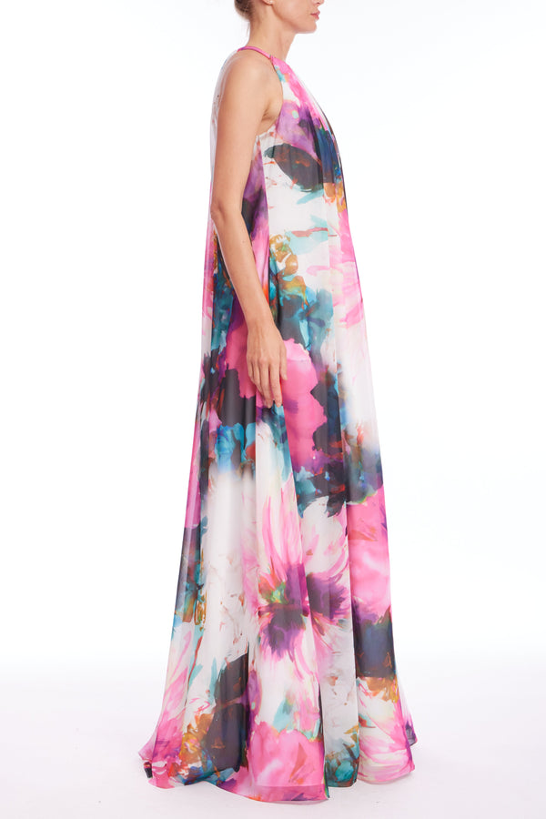 Racerback Printed Trapeze Gown