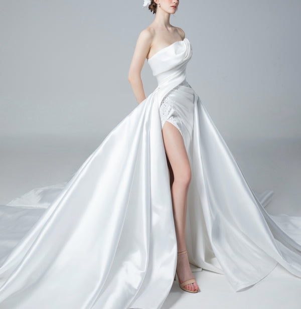 Minimalist Strapless Satin Gown