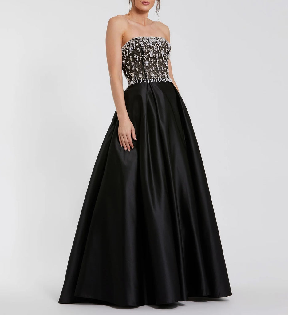 Strapless Embellished Top Satin Ballgown