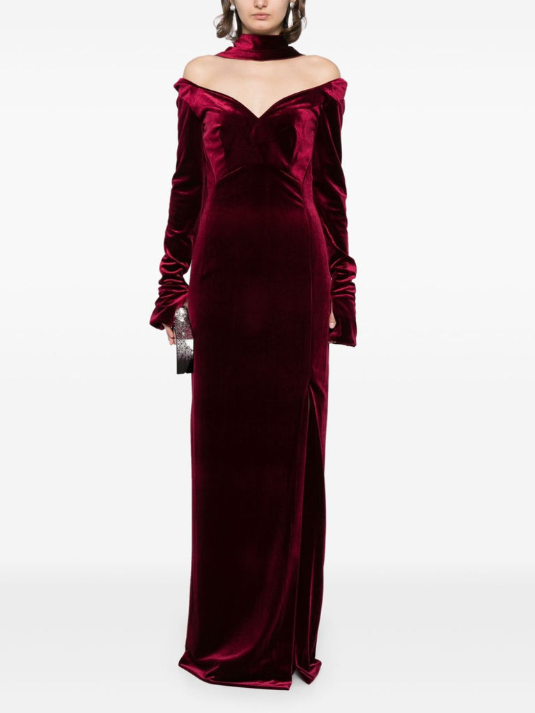 Velvet long fitted dress