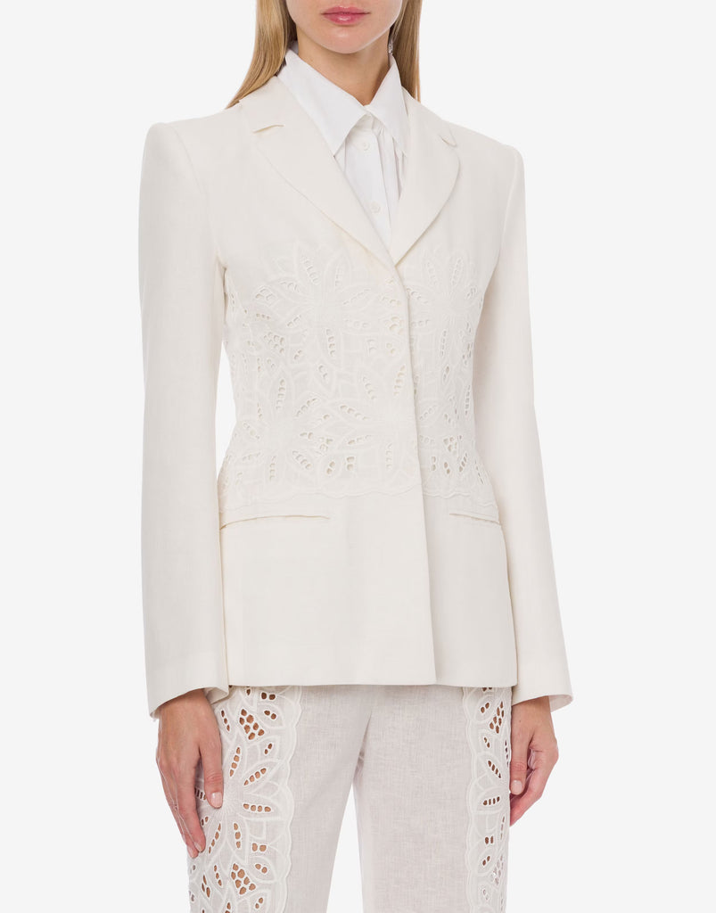 Cotton And Linen Jacket With Embroidery