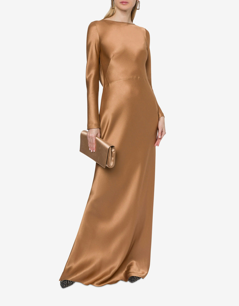 Beige Satin Dress