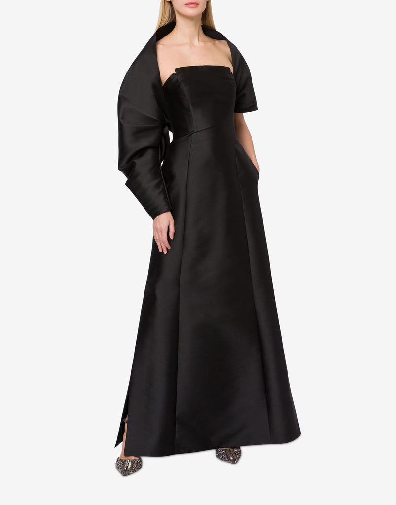 Black Long Mikado Dress with Shrug