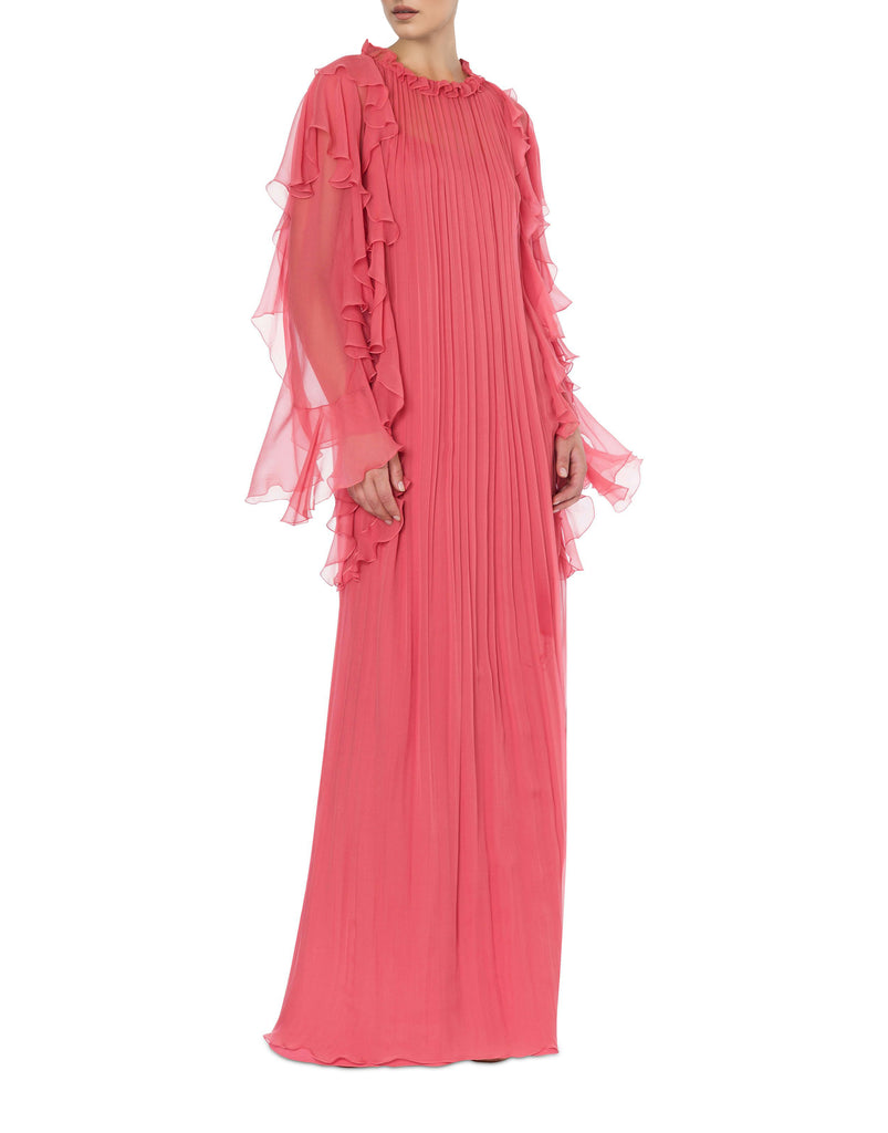 Ruches Organic Chiffon Long Dress