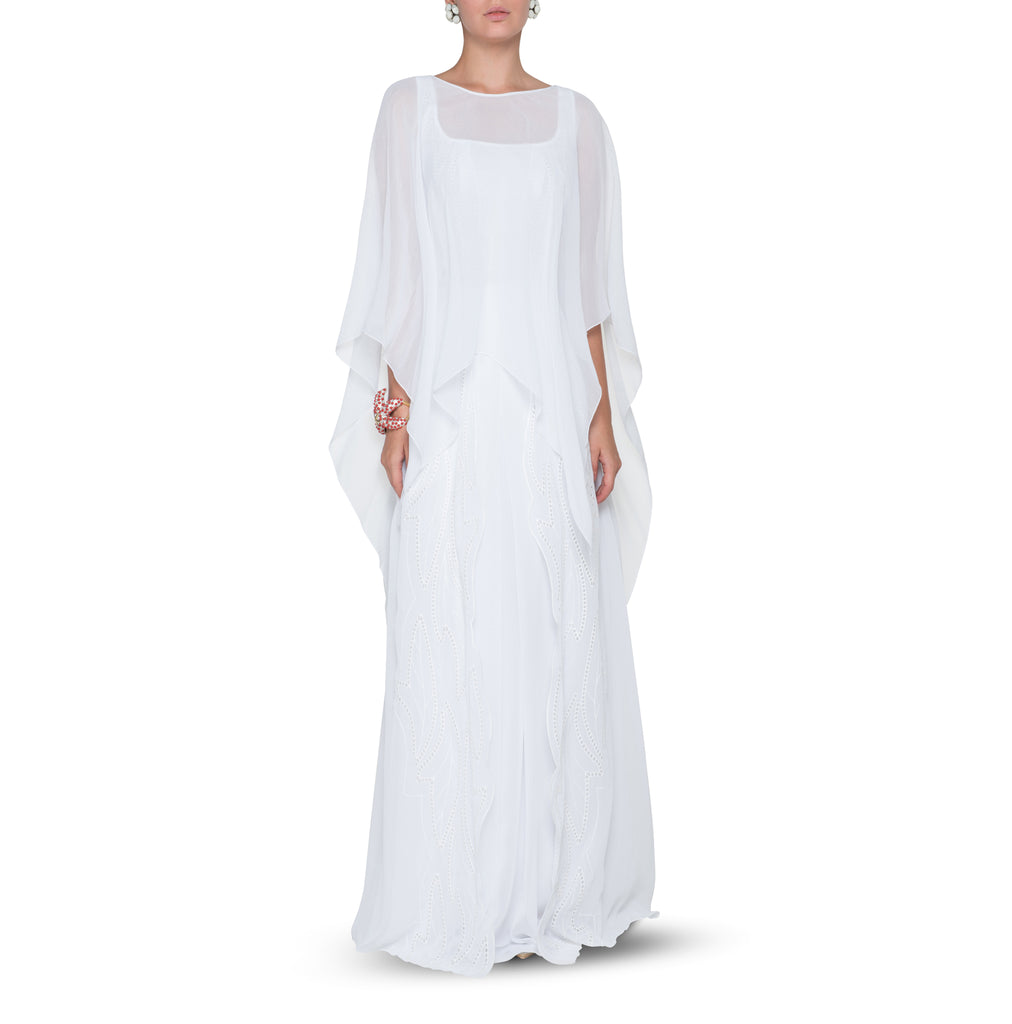 White Silk Chiffon Dress