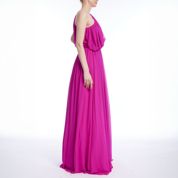 Asymmetrical Neckline Long Dress