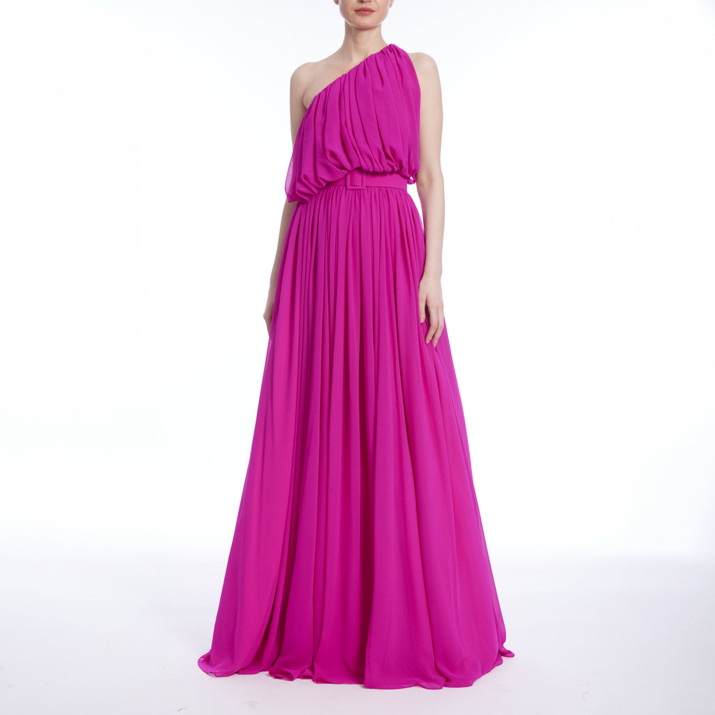 Asymmetrical Neckline Long Dress