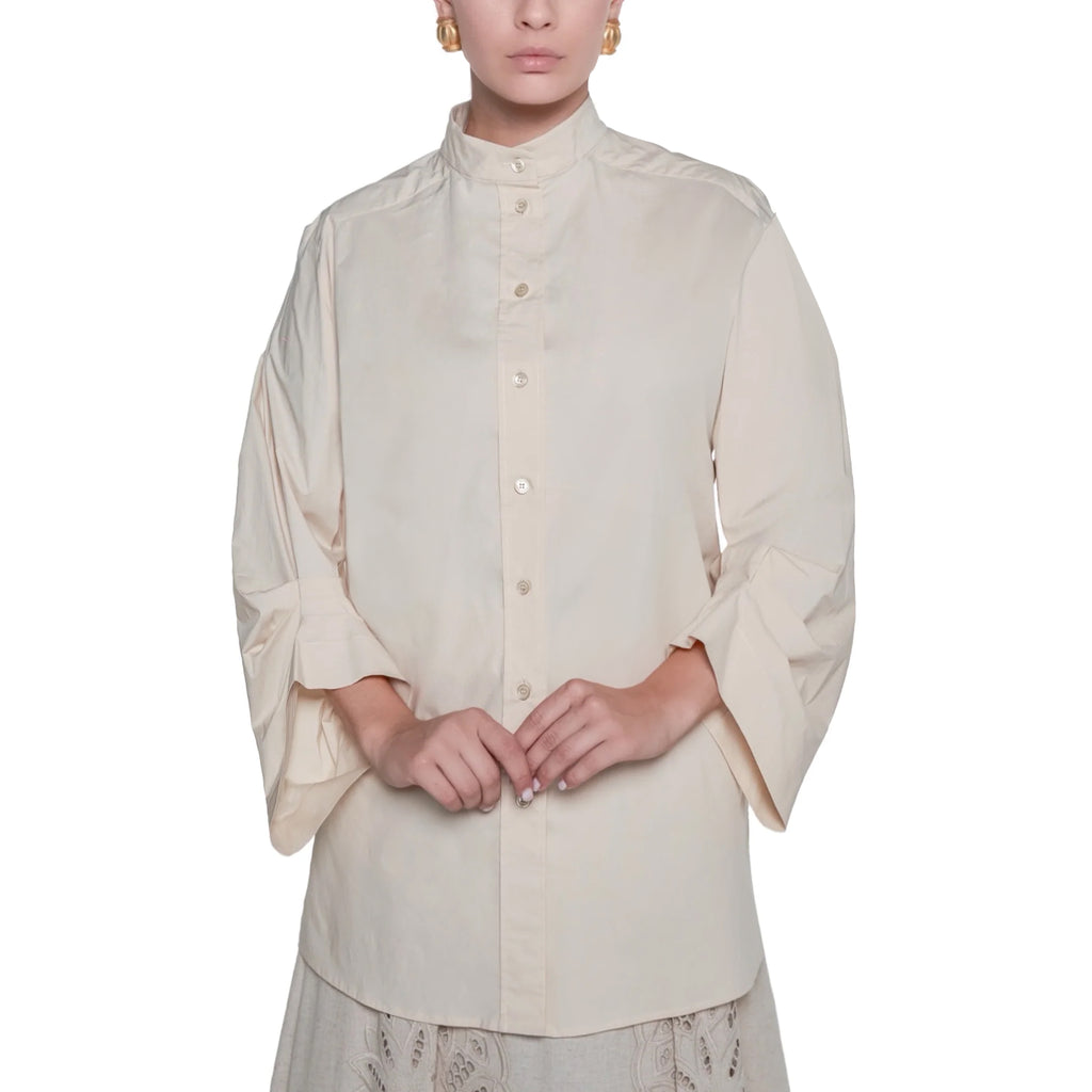 Beige Long Sleeve Poplin Shirt