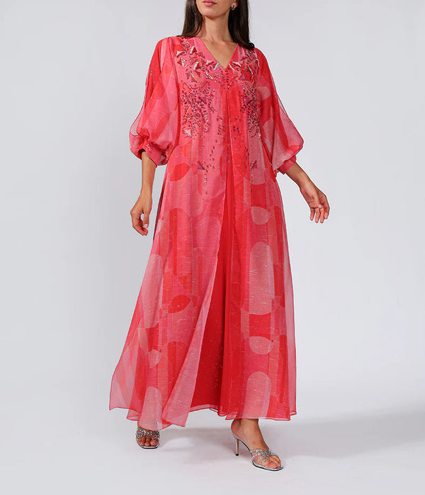 Custom Printed Kaftan with Artisan Embellishments