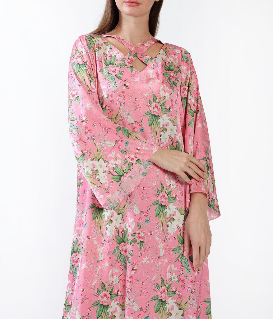 Custom-Designed Floral Print Jalabeya