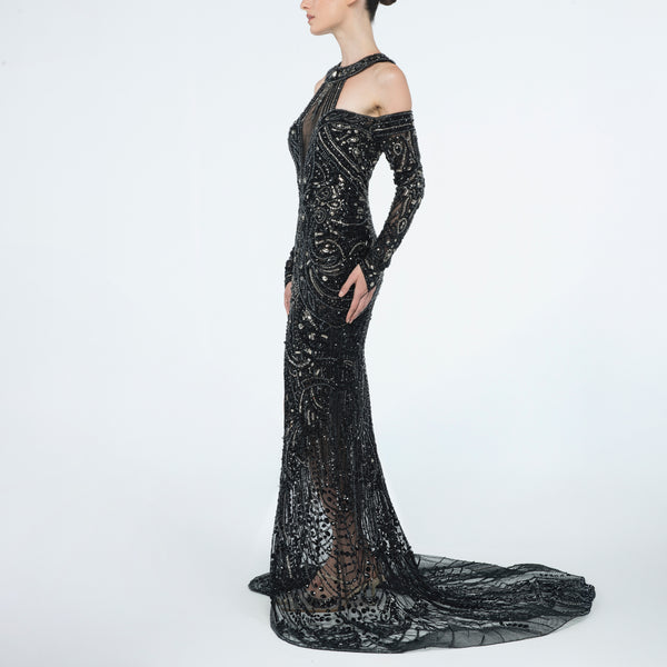 Deesse Black Long Couture Dress