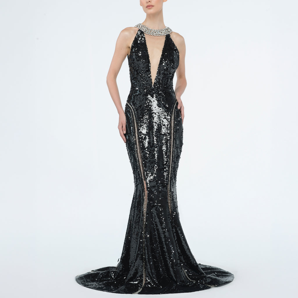 Elizea Black Loing Couture Dress