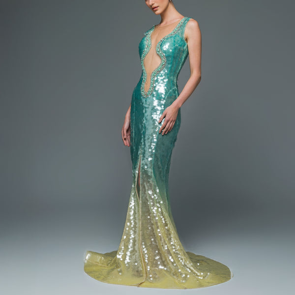 Sirene Mermaid Wonders Sequin  Gown.