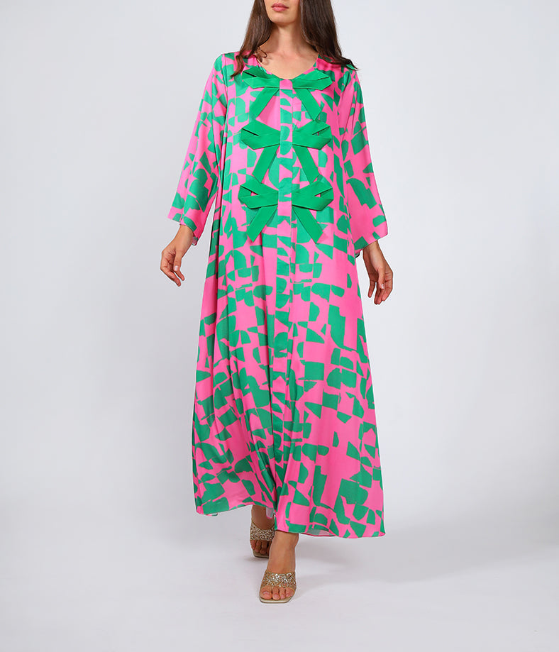 Pink and Green Bow Kaftan