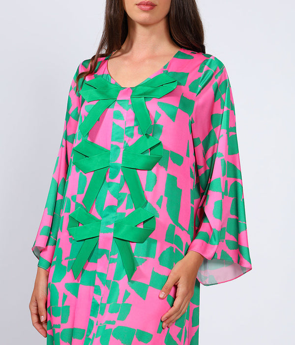 Pink and Green Bow Kaftan