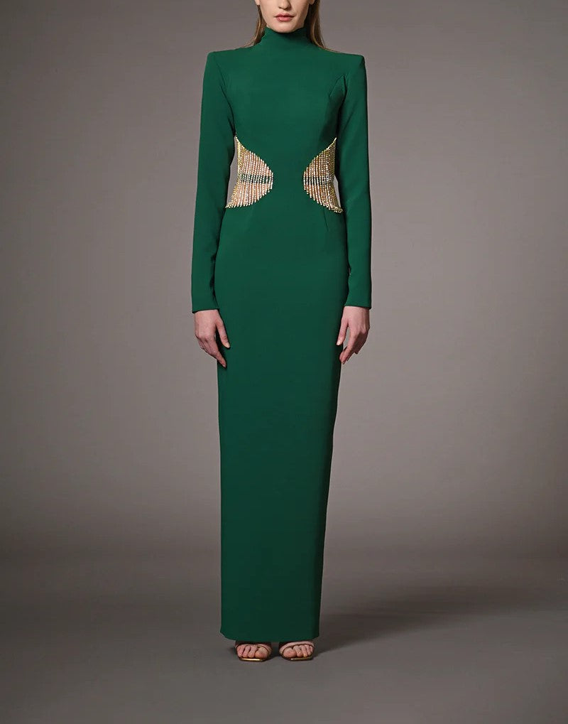 Green Dress Featuring Rhinestone Fringes