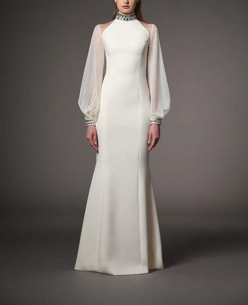 Ivory White Dress With Puffy Sleeves