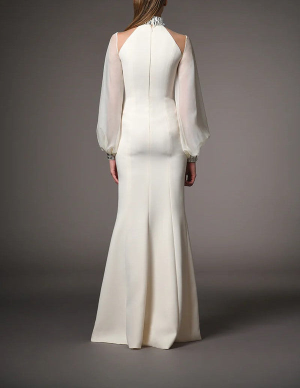 Ivory White Dress With Puffy Sleeves