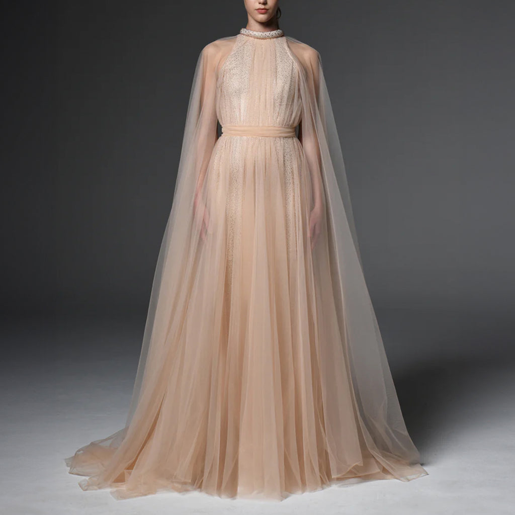 Crystal Studded Dress Layered With Tulle