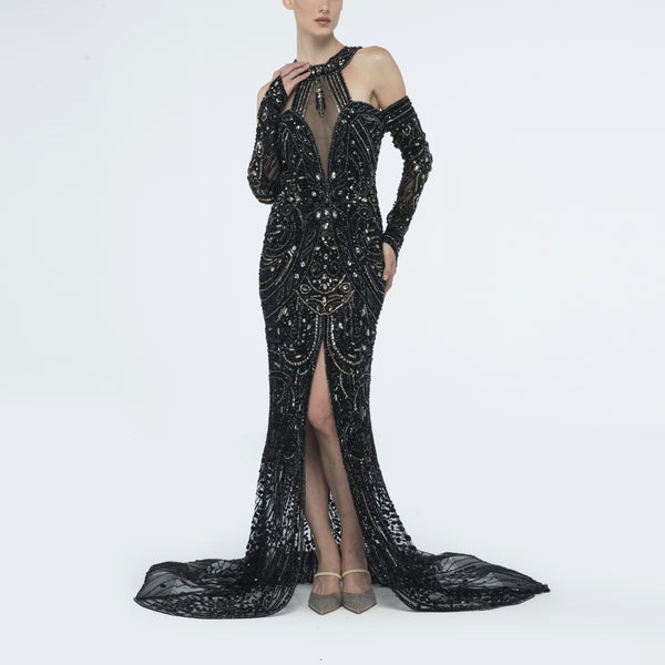 DEESSE BLACK LONG COUTURE DRESS