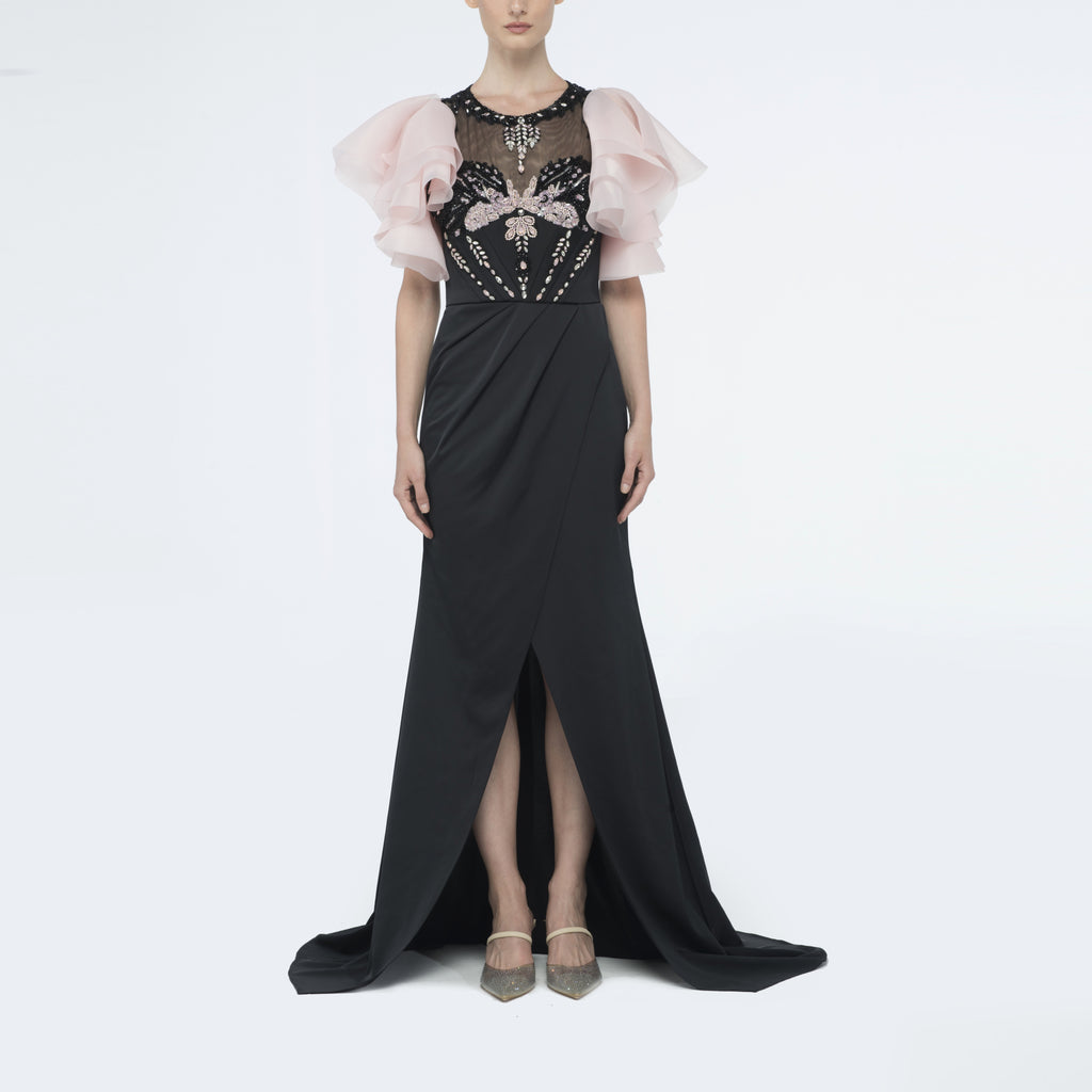 SARA BLACK LONG COUTURE DRESS