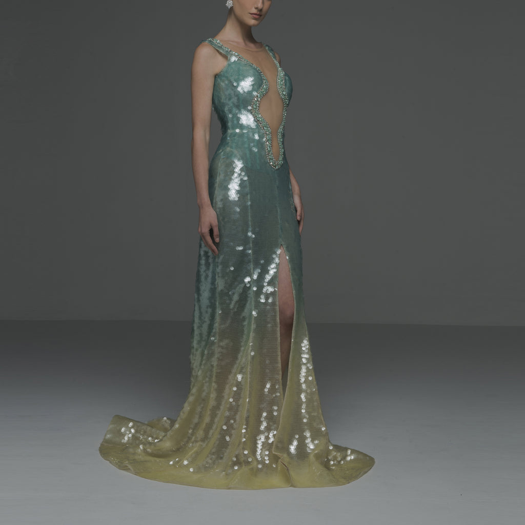 SIRENE MERMAID WONDERS SEQUIN  GOWN.