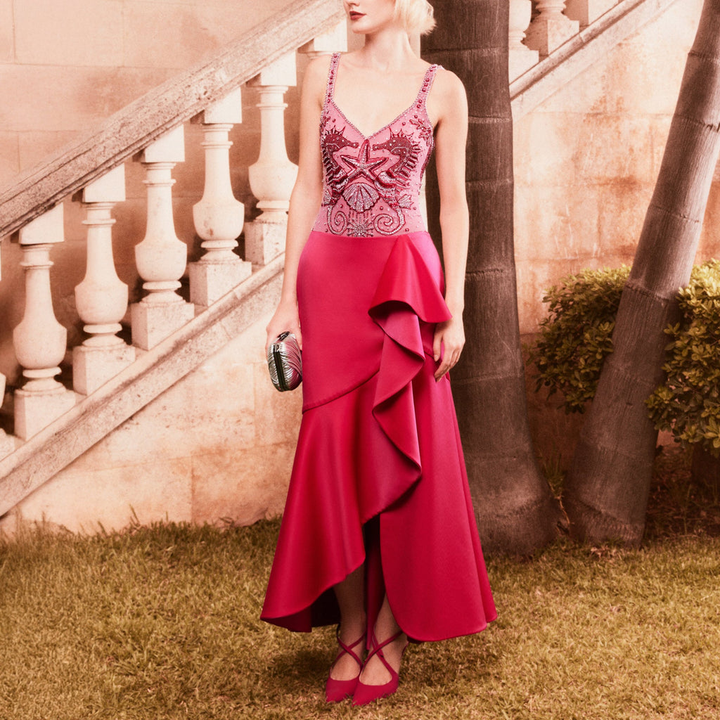 Fuchsia Berry Midi Dress