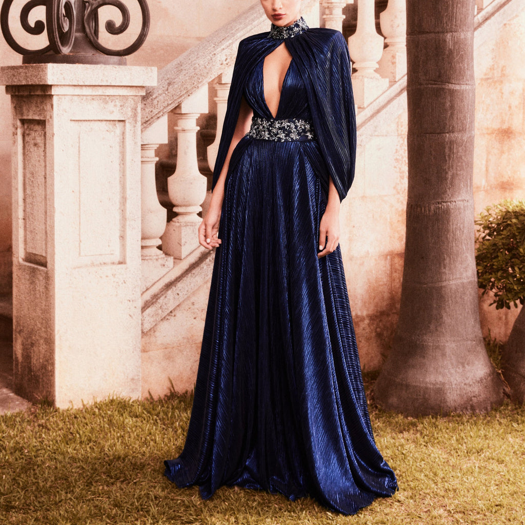 Royal Blue Georgette Lame Dress