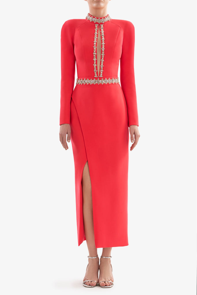 Crystal embellished midi dress