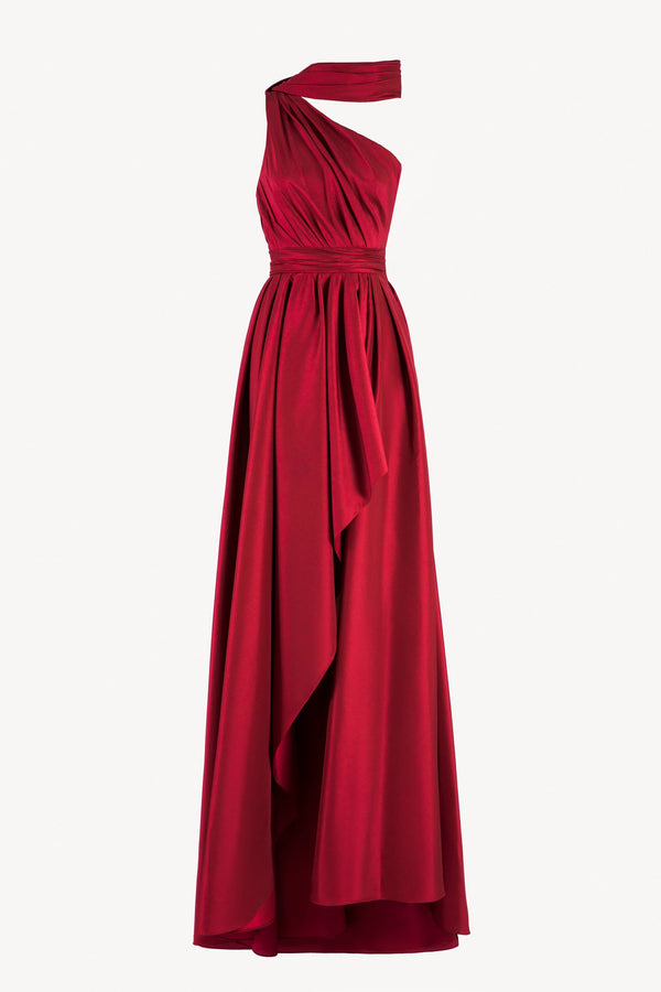 One shoulder taffeta dress