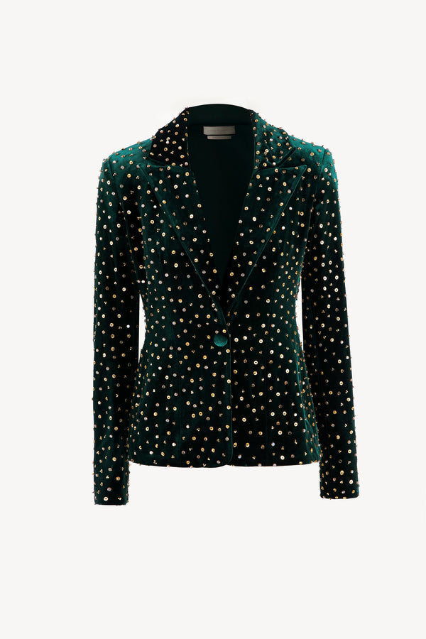 Velvet beaded tailored jacket