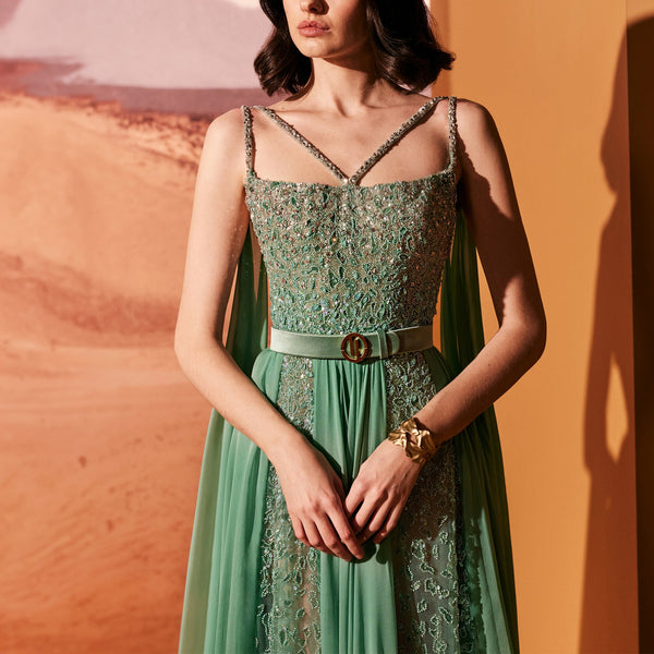 Water Green Beaded Dress