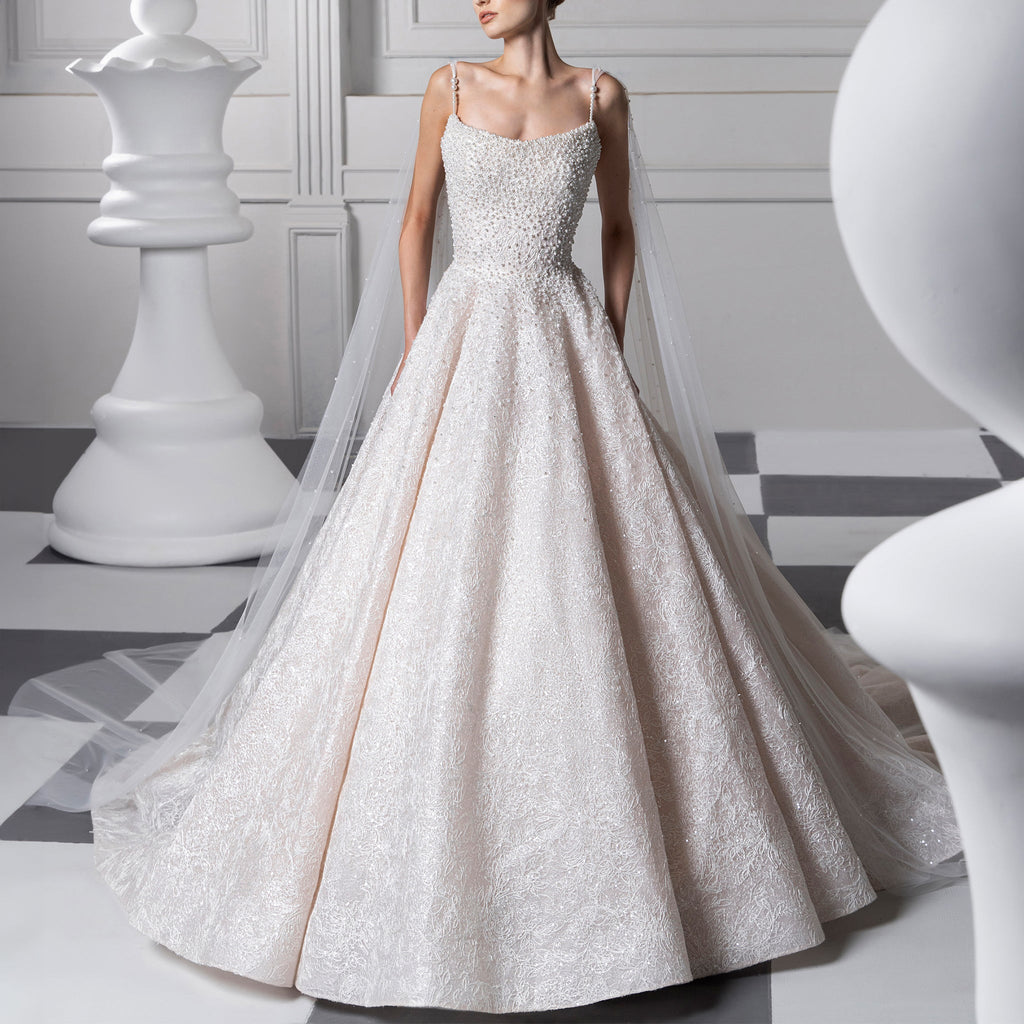 Intricate Pearl and Embroidery Princess Dress by Tony Ward