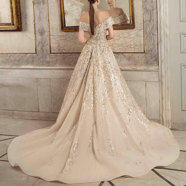 Scintillating Flora Embroidered Gown