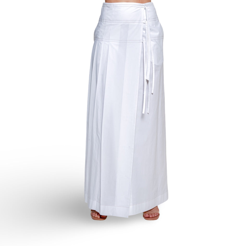 Stretch Poplin Long Skirt