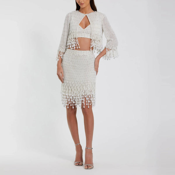 Pearl Beaded Cropped Jacket